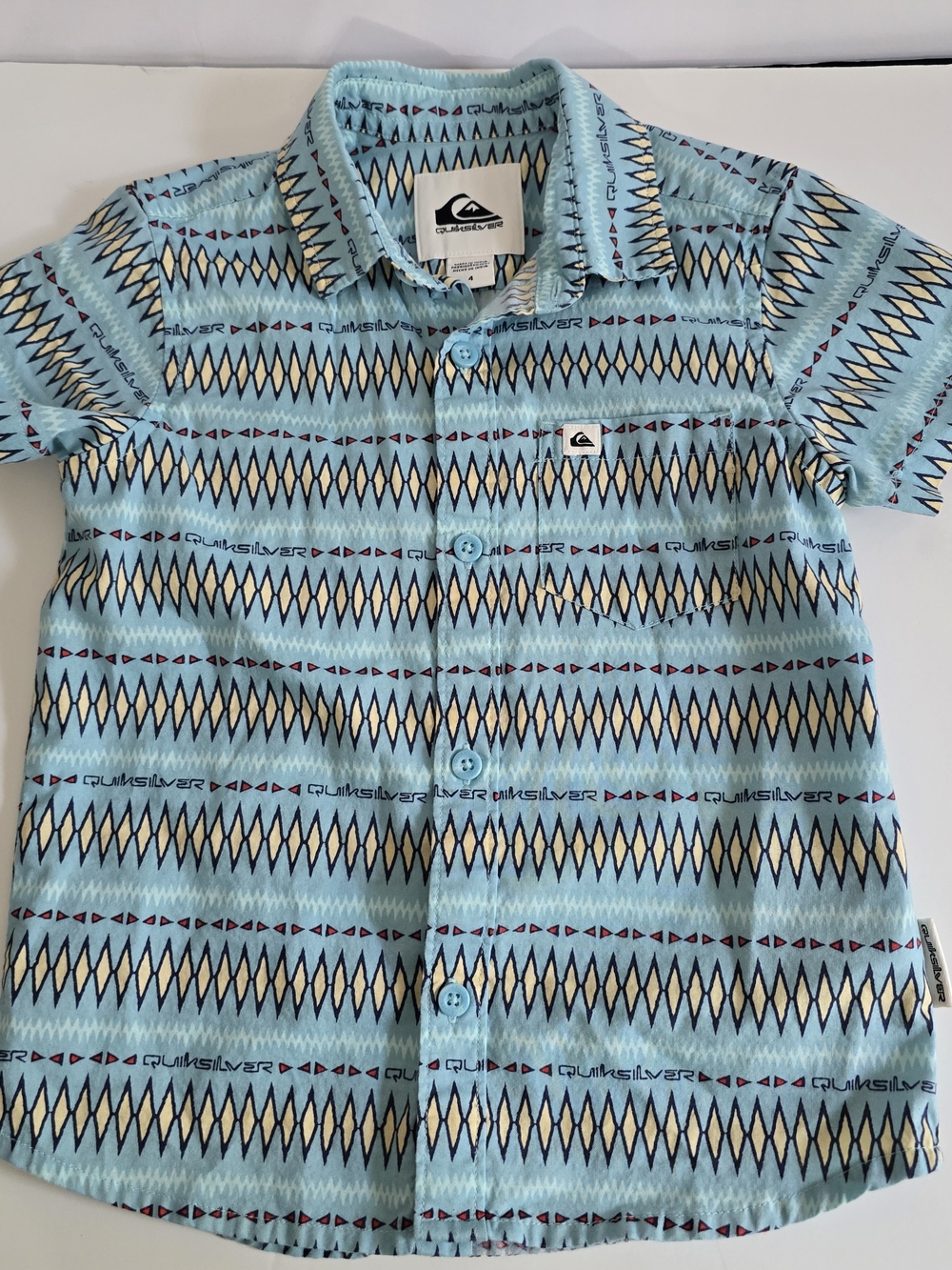 Quiksilver Light Blue Patterned Button-Up Shirt
